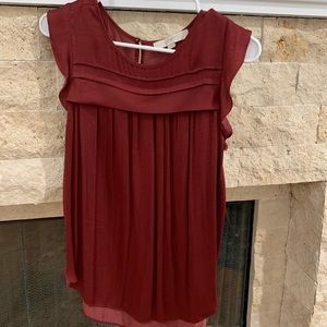 Loft Short Sleeve Top Size Small in Red